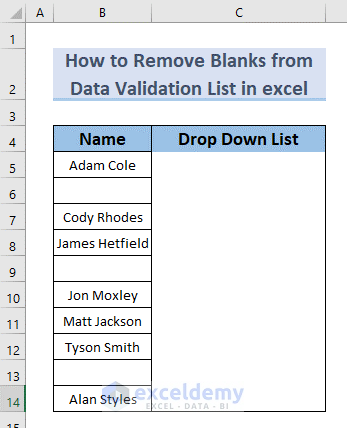 excel data validation list remove blanks
