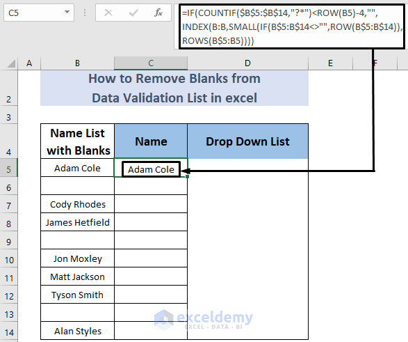 excel data validation list remove blanks