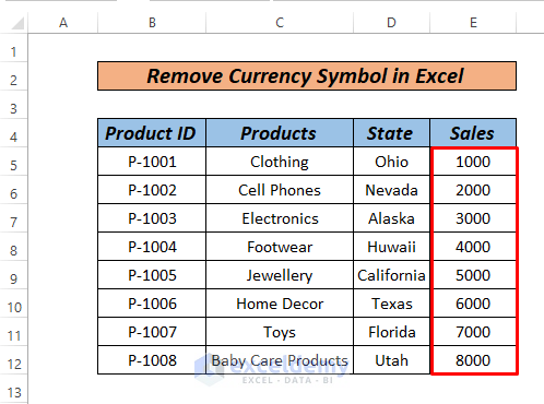 how to remove currency symbol in excel by find and replace