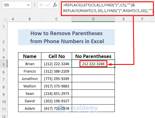How to Remove Parentheses From Phone Numbers in Excel