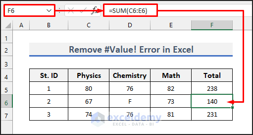 remove valu error in excel using SUM function