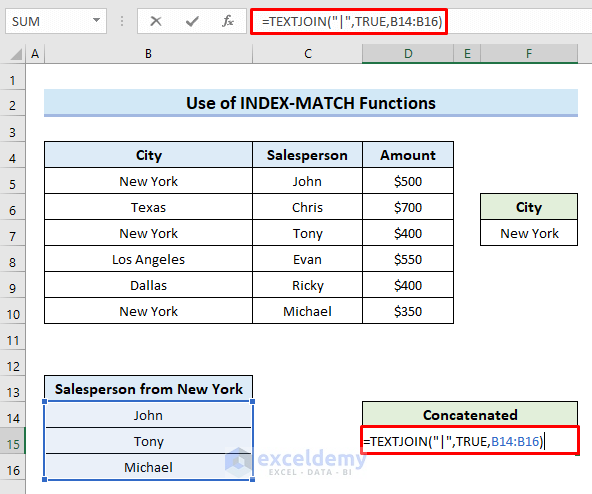 Apply TEXTJOIN Formula to Concatenate Multiple Results