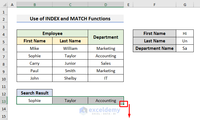 Apply INDEX-MATCH Formula with Multiple Criteria for Partial Text to Get Multiple Records