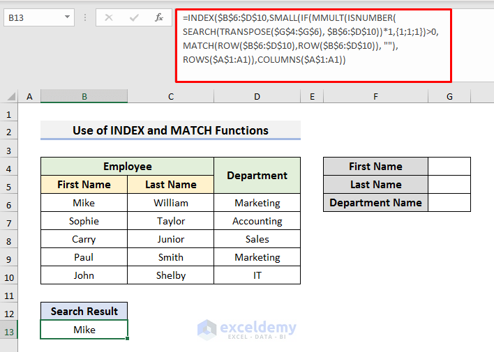 Using the INDEX-MATCH Function with Multiple Criteria for a Partial ...