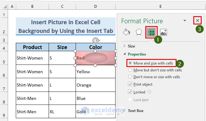 how to insert picture in excel cell background