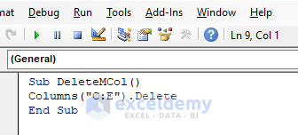 VBA Macro to Delete Multiple Columns in Excel