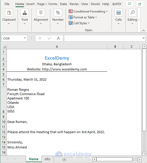Email format for the macro to populate a mail merge document from excel