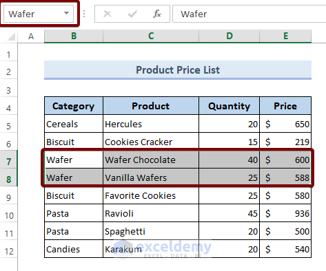 Multiple Excel Cells Are Selected with One Click on the Named Range