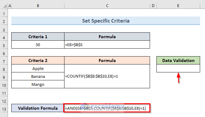 Apply Multiple Data Validation in One Cell in Excel with Specific Criteria