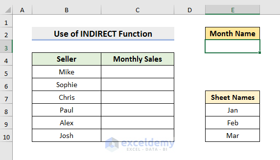 Select from Drop Down and Pull Data from Different Sheet with Excel INDIRECT Function