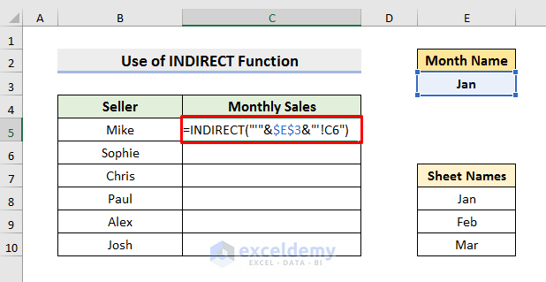 Select from Drop Down and Pull Data from Different Sheet with Excel INDIRECT Function
