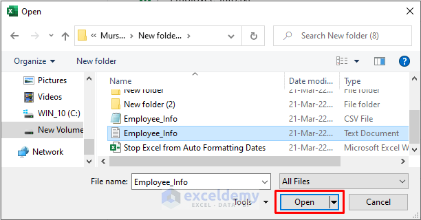 Save the CSV File as Text Document to Stop Excel from Auto Formatting Dates