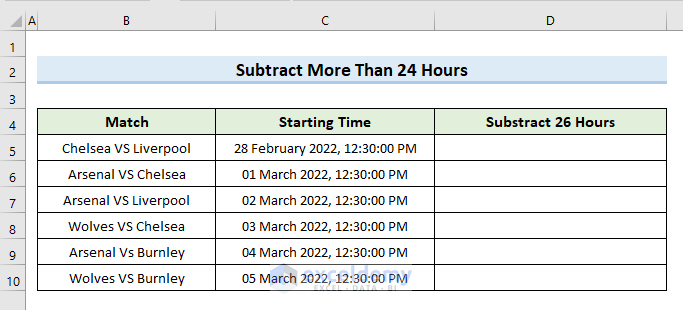 Excel Subtract More Than 24 Hours from Time