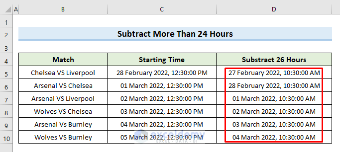 Excel Subtract More Than 24 Hours from Time