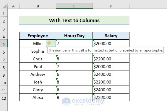 Convert Text to Number with Text to Columns