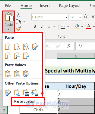 Apply Paste Special to Convert Text to Number or Remove the Preceded Apostrophe