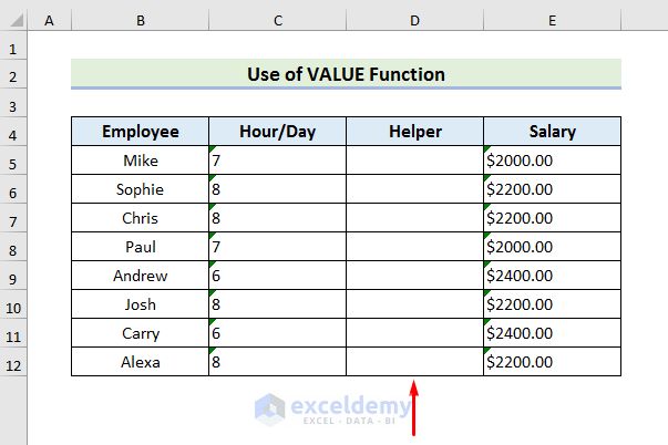 Use of Value Function to Transform Text or a Cell Preceded by an Apostrophe to Number