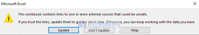 Fix ‘This workbook contains links to other data sources’ Error in Excel