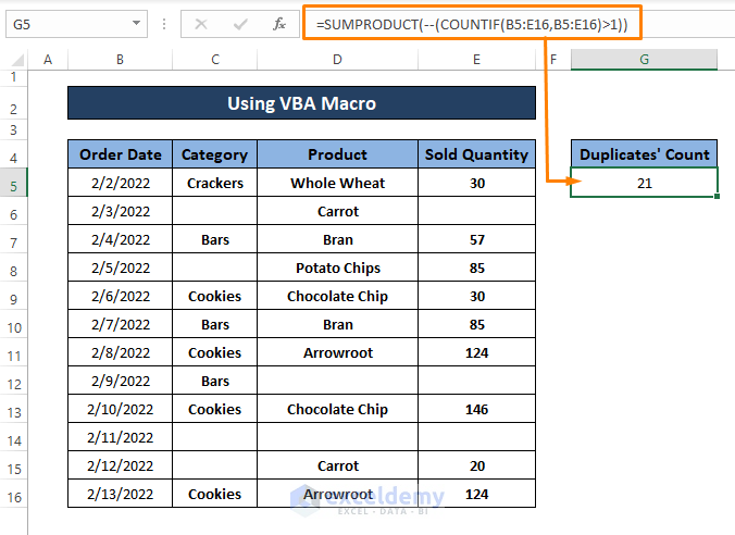 vba macro-Count Duplicates in Excel Ignoring Blanks