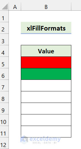Examples of AutoFill Type in Excel VBA