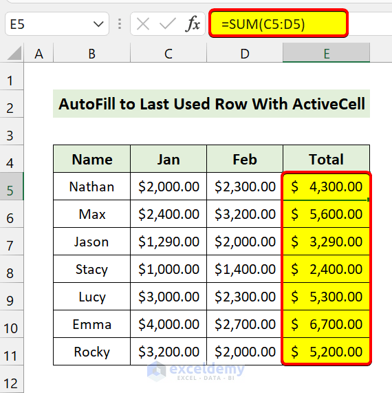 VBA AutoFill From Activecell to Last Row