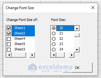 UserForm to Change Font Size of the Whole Sheet with Excel VBA