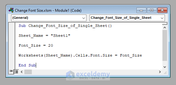 VBA Code to Change Font Size of the Whole Sheet