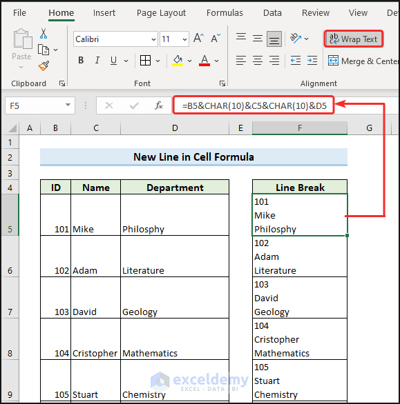 Excel New Line in Cell Formula