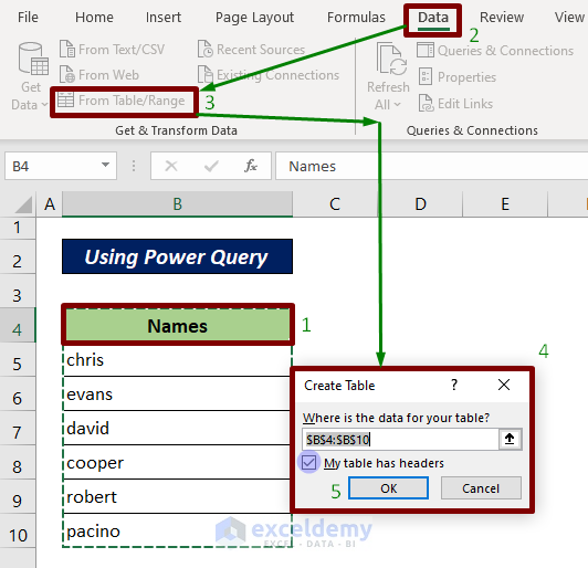 Change Lowercase to Uppercase Using Excel Power Query Tool