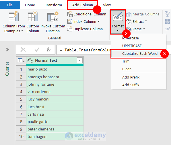 Using Power Query Editor to Capitalize Each Word in Excel