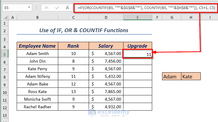 Using Combined Functions to Add 1 If Cell Contains Specific Text