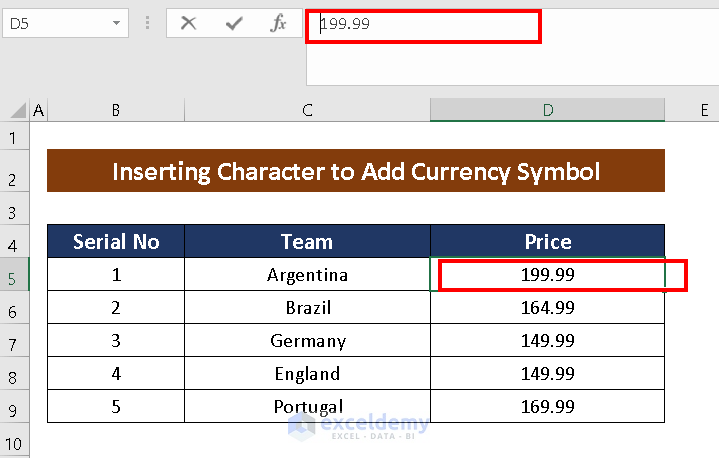 How to Add Currency Symbol in Excel