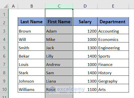 How to Move Columns in Excel Table