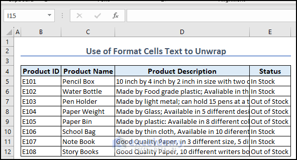 Unwrapping Cell using Format Cells Feature