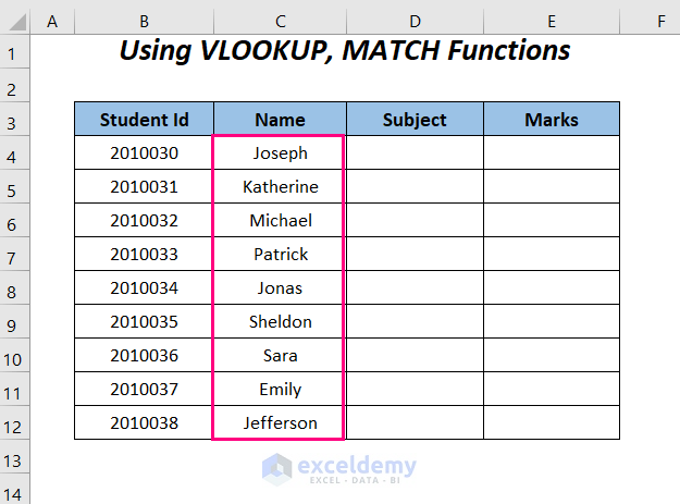 VLOOKUP, MATCH Functions