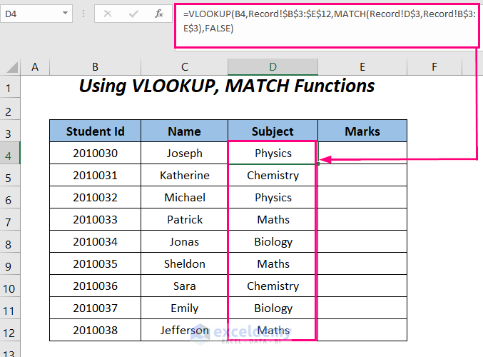 VLOOKUP, MATCH Functions