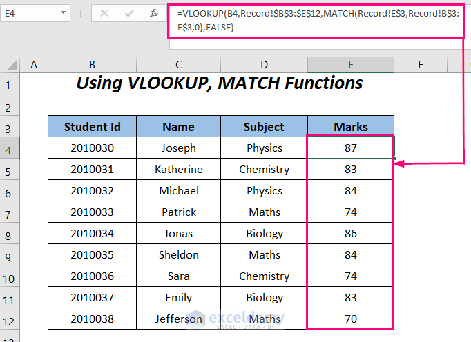 transfer data from one Excel worksheet to another automatically VLOOKUP