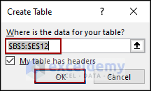 Selecting data for table