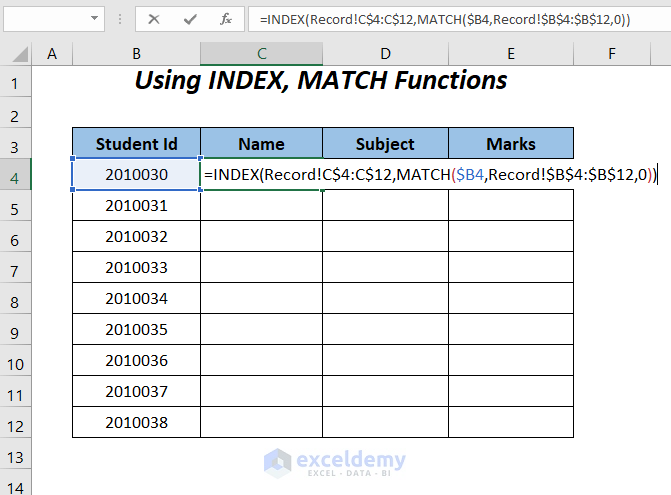 INDEX-MATCH functions