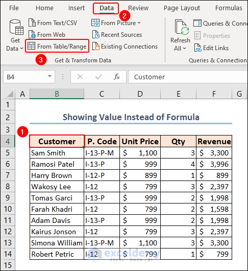 importing data from table or range in Excel