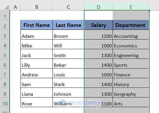 How to Move Columns in Excel Table