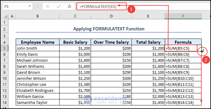 Use of FORMULATEXT Function