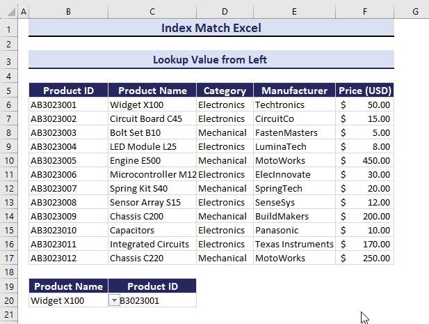 GIF of Lookup value from left