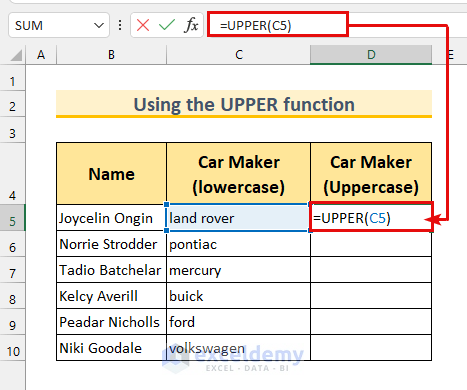 How to Change Lowercase to Uppercase in Excel