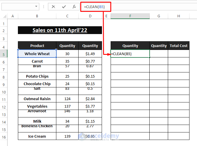 Clean function-Remove Space in Excel Between Rows