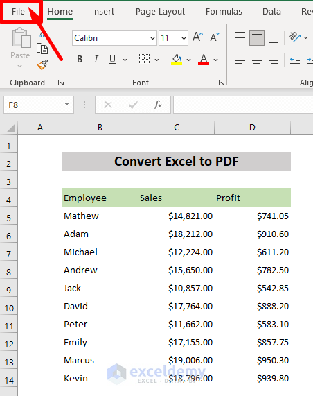 Convert Excel File to PDF by Using ‘Save As’ Option without Losing Formatting