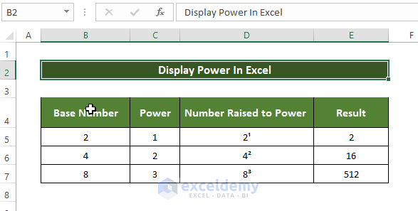 6 Ways to Display Power in Excel