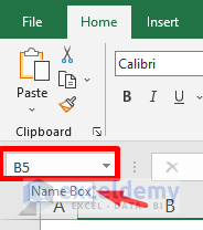 Location of Excel Name Box