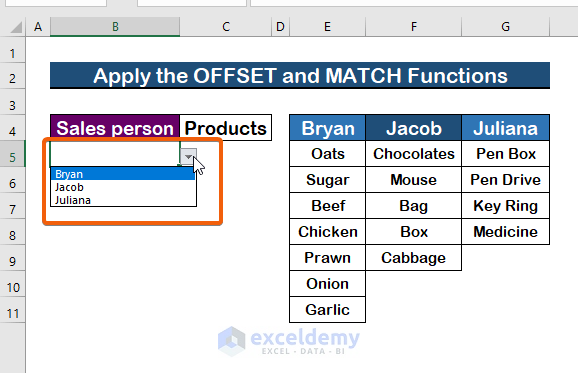 Suitable Ways to Change Drop Down List Based On Cell Value in Excel