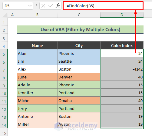Filter Data by Multiple Colors in Excel